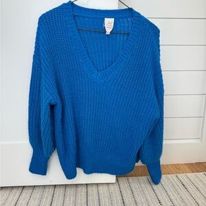 Cinq à Sept Antonella Bright Blue V-Neck Sweater